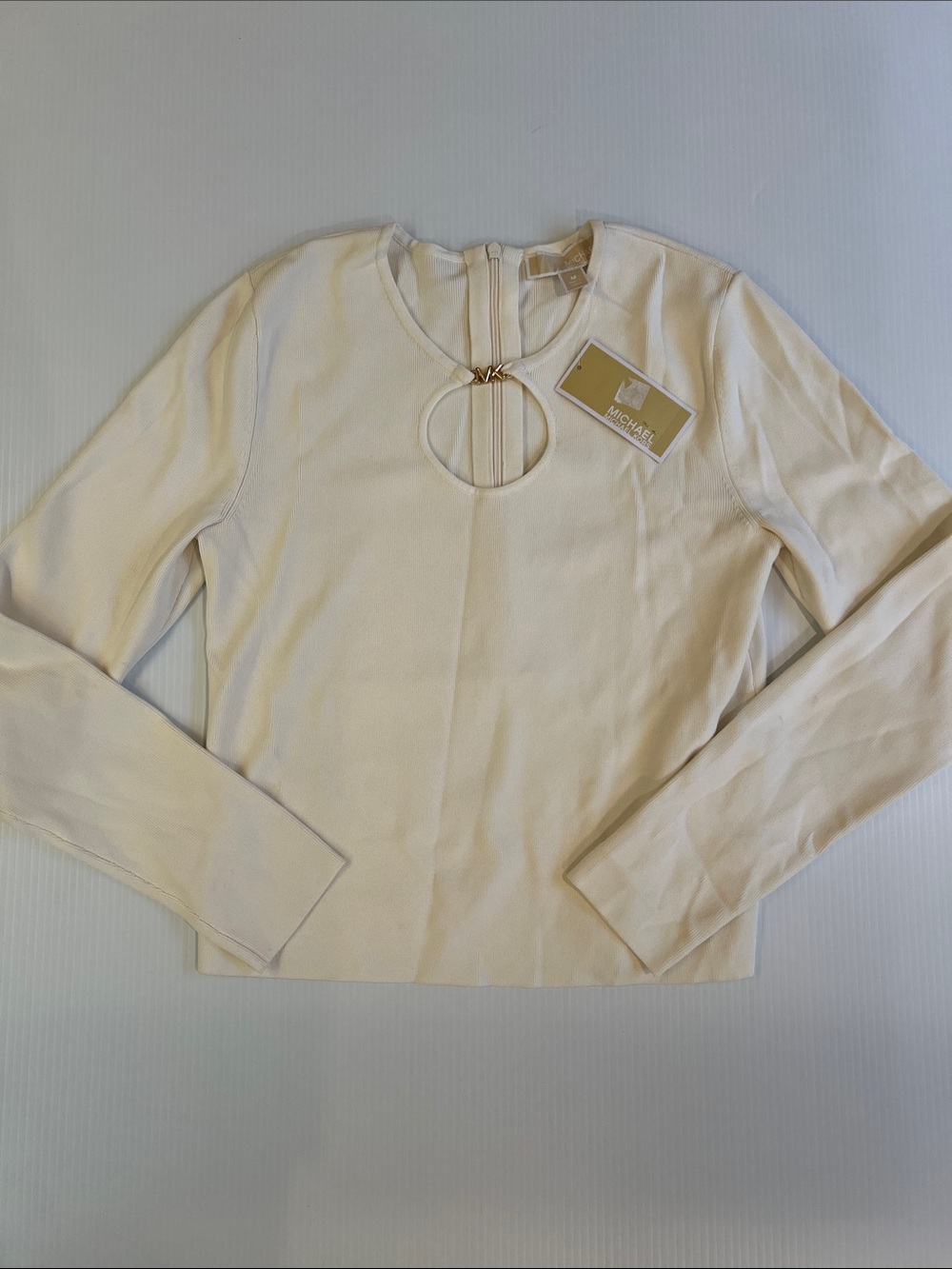 New Michael Kors Women’s Long-Sleeve Top with Gold Logo in Size Medium
